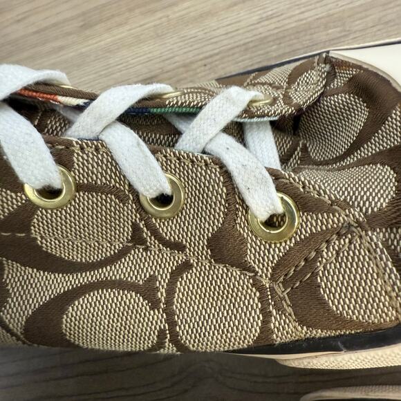 Coach Womens Logo Rainbow Bonney High Tops Great Pre-Owned Condition Size 7.5 - Picture 4 of 15